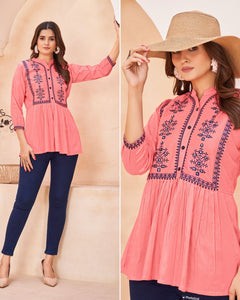 Peach embroidered Tunic