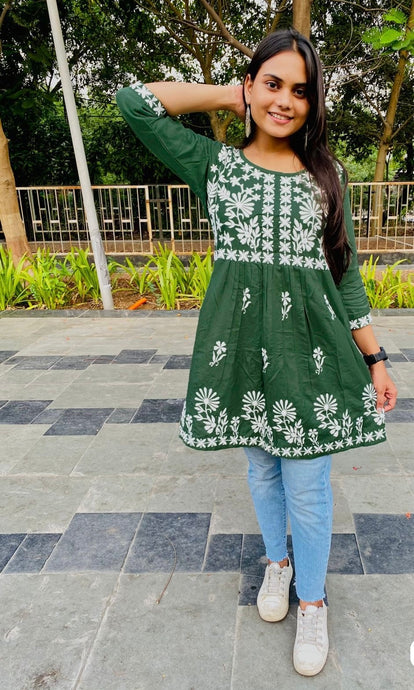 Green Embroidered Kurti