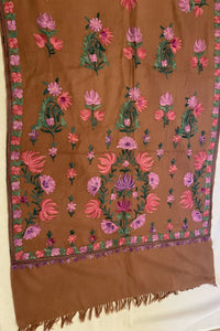 Embroidered shawl pure wool