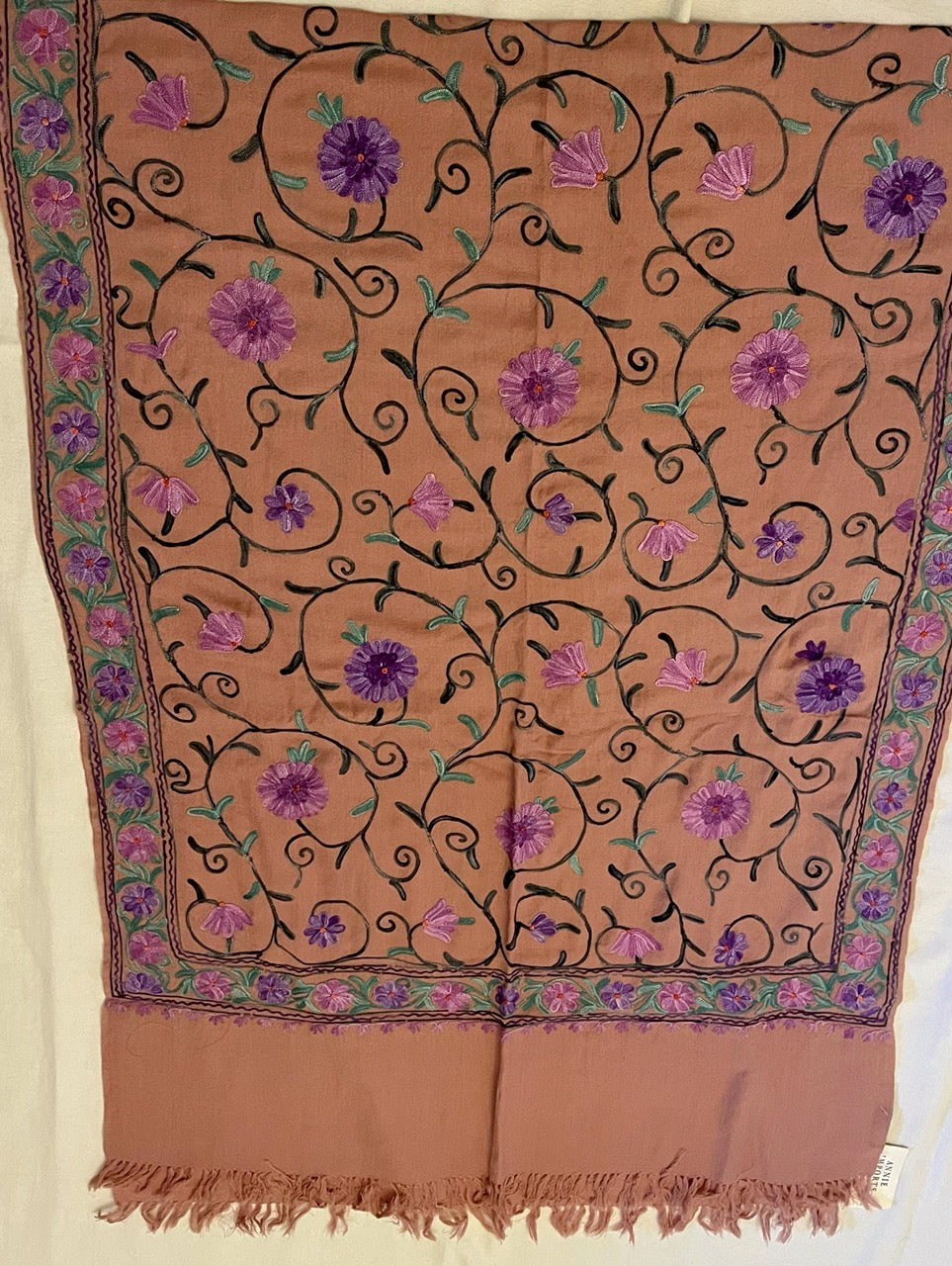 Pure wool embroidered shawl