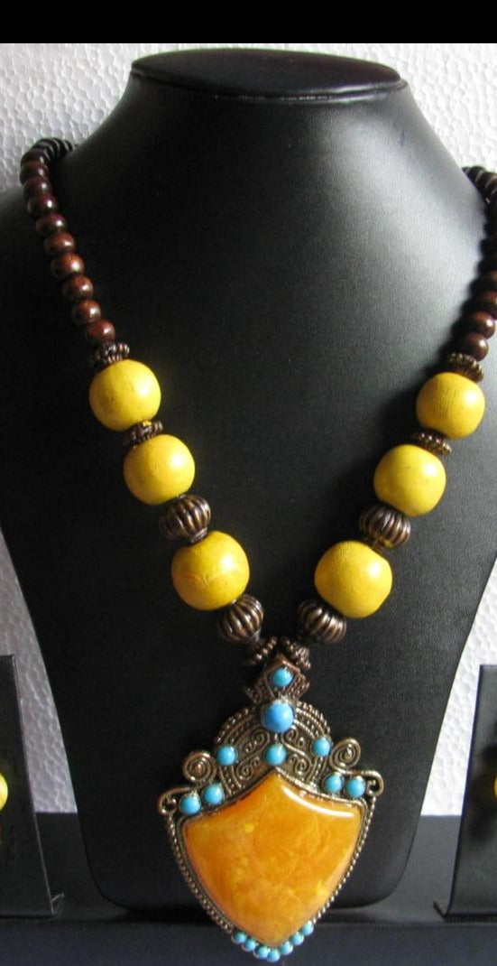 Tibetan Yellow Turquoise Necklace